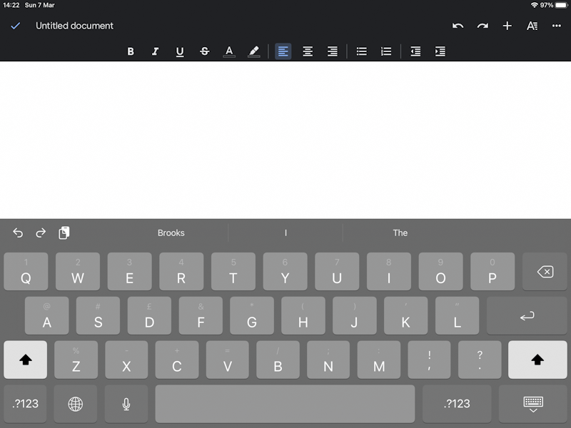 Full-size on-screen iPad docked keyboard