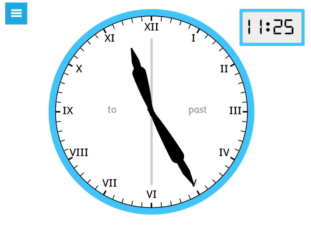 Interactive teaching clock. Roman numerals