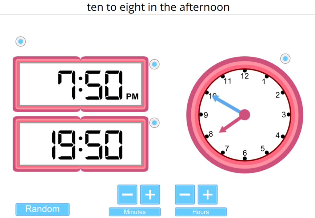 Interactive teaching clocks