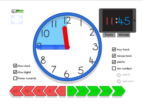Interactive teaching clock.